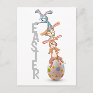 Easter Bunny Rabbit Egg Balancing Act   Holidays Postcard
