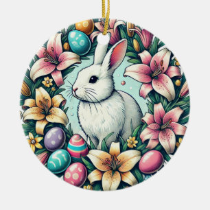 Easter Bunny Rabbit Eggs Ceramic Tree Decoration