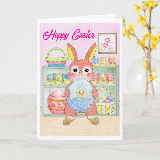 Easter Bunny Rabbit Eggs Kids Folded Card