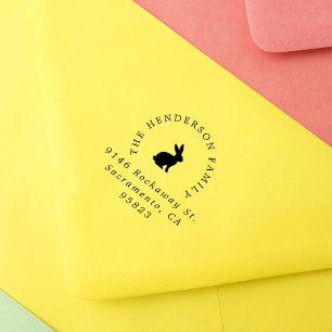 Easter Bunny Rabbit Elegant Typography Address Rubber Stamp