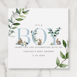 Easter Bunny Rabbit Eucalyptus Boy Baby Shower Favour Tags