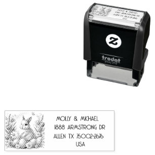 Easter Bunny Rabbit Floral Wedding Return Address Self-inking Stamp