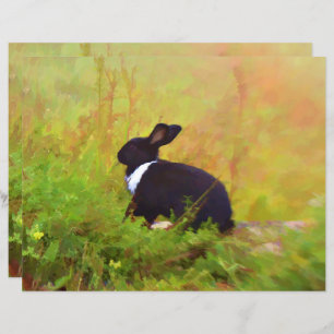 Easter Bunny Rabbit Green Black Woodland Animal