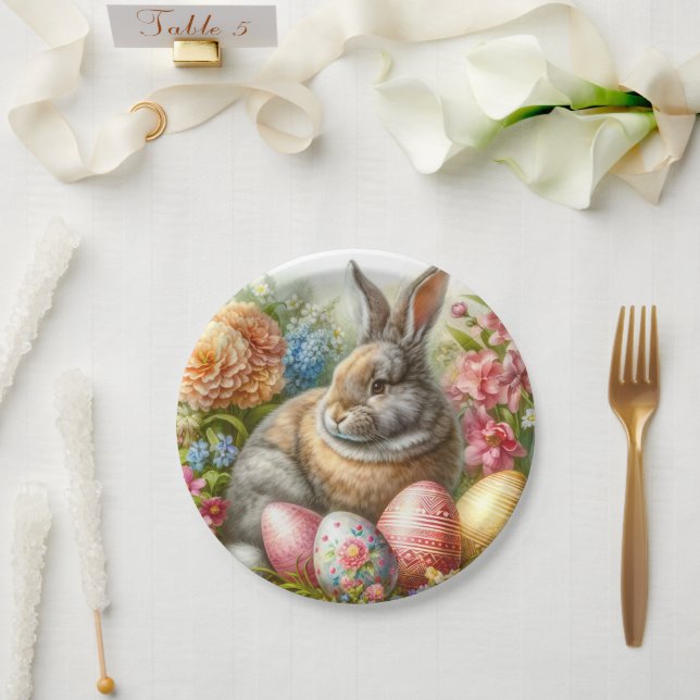 Easter Bunny Rabbit Holiday  Paper Plate (Wedding)