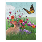 Easter Bunny Rabbit in Flower Garden