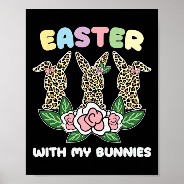 Easter Bunny Rabbit Leopard Trio Cute Easter Day 4 Poster (Front)