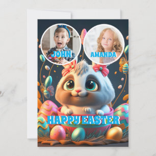 Easter Bunny Rabbit Personalised Kids Photo Holiday Card