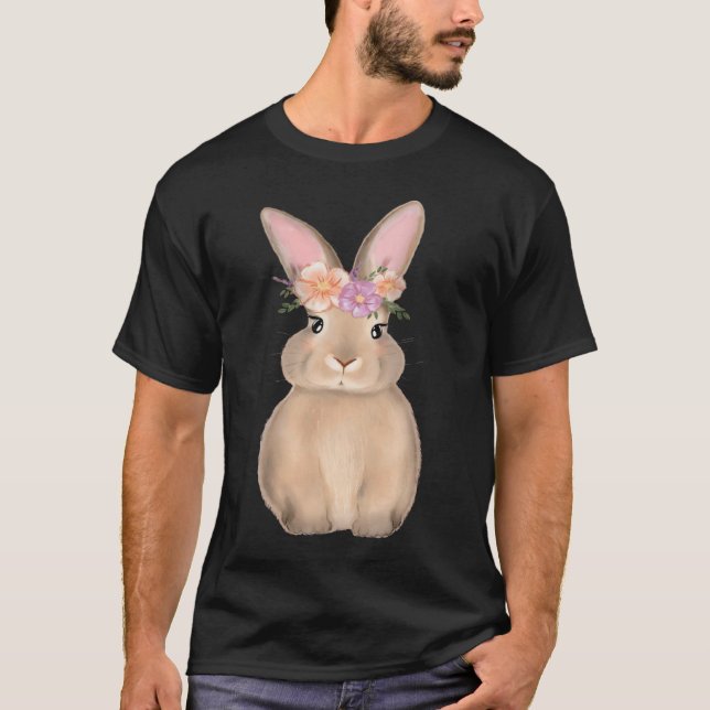 Easter Bunny Rabbit Spring Flower Floral Mom Girl  T-Shirt (Front)
