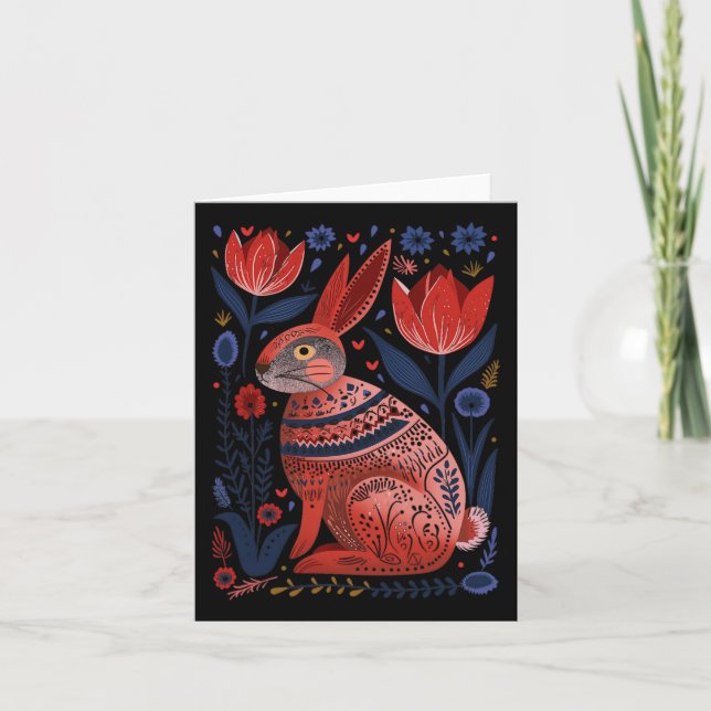 Easter Bunny Rabbit Spring Norwegian Scandinavian  Card (Front)