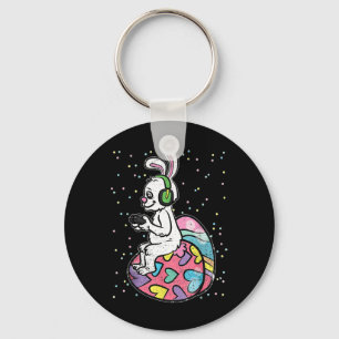 Easter Bunny Rabbit Video Game Player With Control Key Ring
