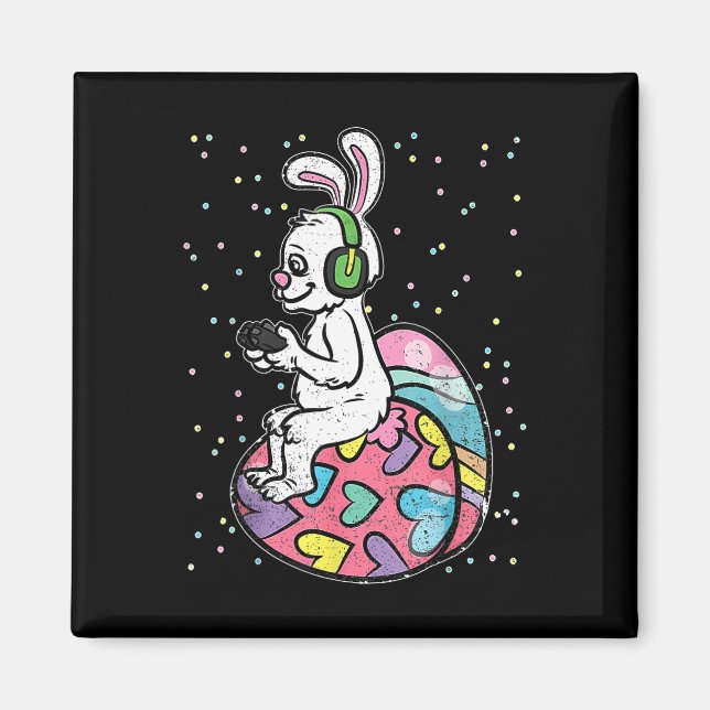 Easter Bunny Rabbit Video Game Player With Control Magnet (Front)