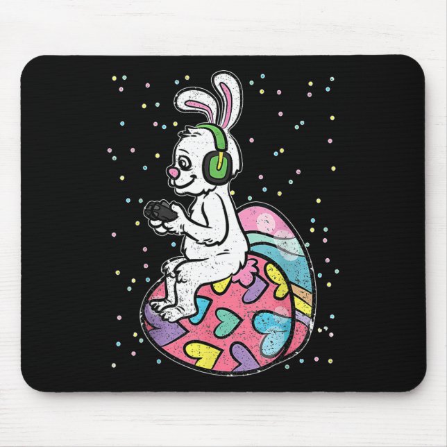 Easter Bunny Rabbit Video Game Player With Control Mouse Mat (Front)