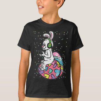 Easter Bunny Rabbit Video Game Player With Control T-Shirt