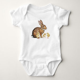 Easter Bunny Rabbit with Easter Chicks Baby Bodysuit