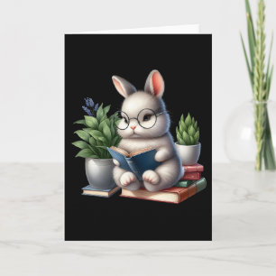 Easter Bunny Reading Cute Bunny Book Lovers Readin Card