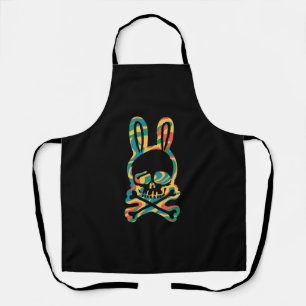 Easter Bunny Retro Tie Dye Bunny Skull Cross Bone Apron
