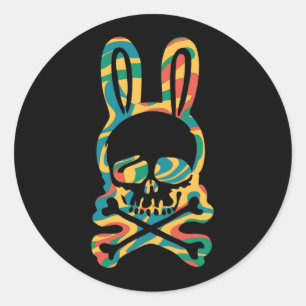 Easter Bunny Retro Tie Dye Bunny Skull Cross Bone Classic Round Sticker