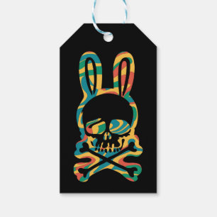 Easter Bunny Retro Tie Dye Bunny Skull Cross Bone Gift Tags