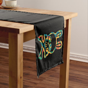 Easter Bunny Retro Tie Dye Bunny Skull Cross Bone Short Table Runner