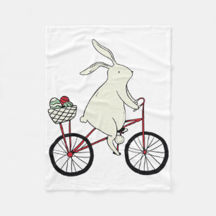 Easter Bunny Riding A Bike Fleece Blanket