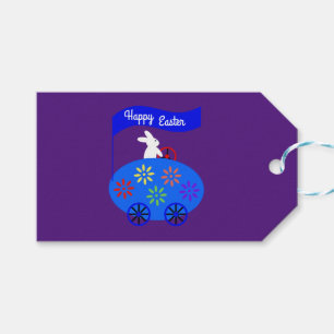 Easter Bunny Riding Egg Car #1 Gift Tag