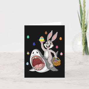 Easter Bunny Riding Shark Fun Eggs Basket Boys Gir Card