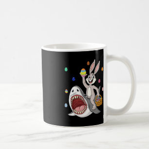 Easter Bunny Riding Shark Fun Eggs Basket Boys Gir Coffee Mug