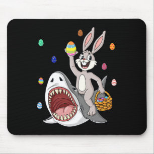 Easter Bunny Riding Shark Fun Eggs Basket Boys Gir Mouse Mat