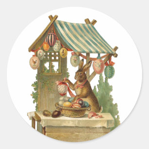 Easter Bunny Roadside Egg Stand Classic Round Sticker