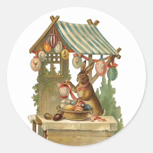 Easter Bunny Roadside Egg Stand Classic Round Sticker (Front)