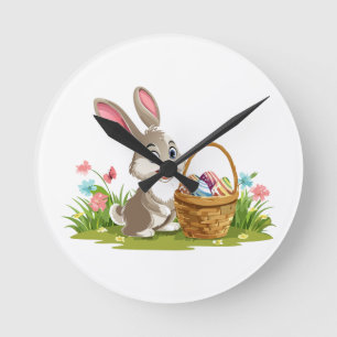 Easter bunny round clock
