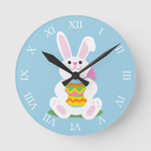 Easter Bunny Round Clock