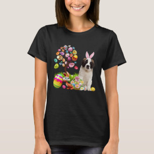 Easter Bunny Saint Bernard Dog Ear Tree Egg Basket T-Shirt