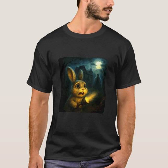 Easter Bunny Scary Horror Night Flashlight Hallowe T-Shirt (Front)