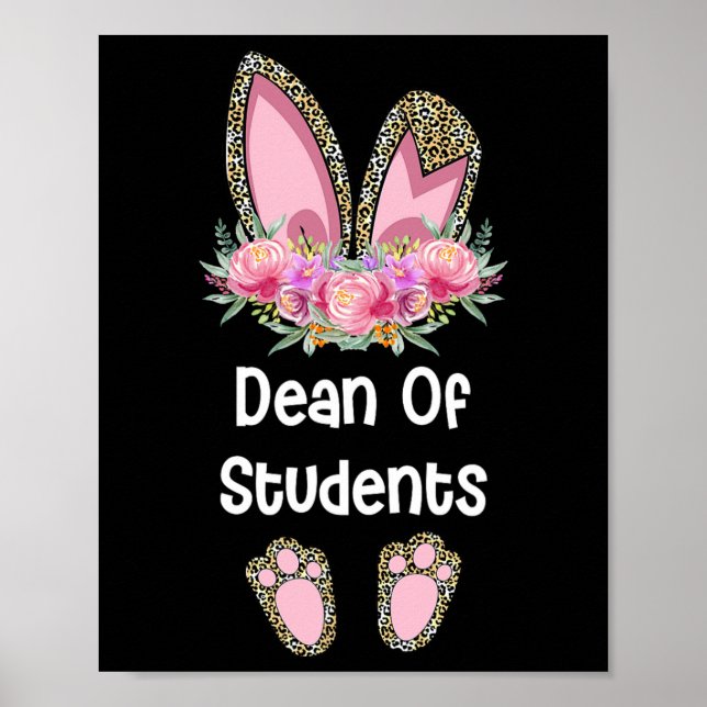 Easter Bunny School Rabbit Team, Leopard Dean Of S Poster (Front)