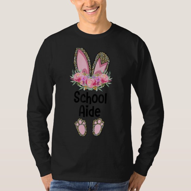 Easter Bunny School Rabbit Team Leopard School Aid T-Shirt (Front)