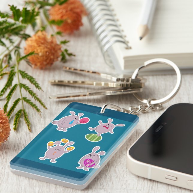 Easter Bunny Set with Colourful Eggs Key Ring (Creator Uploaded)