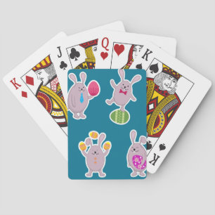 Easter Bunny Set with Colourful Eggs Playing Cards