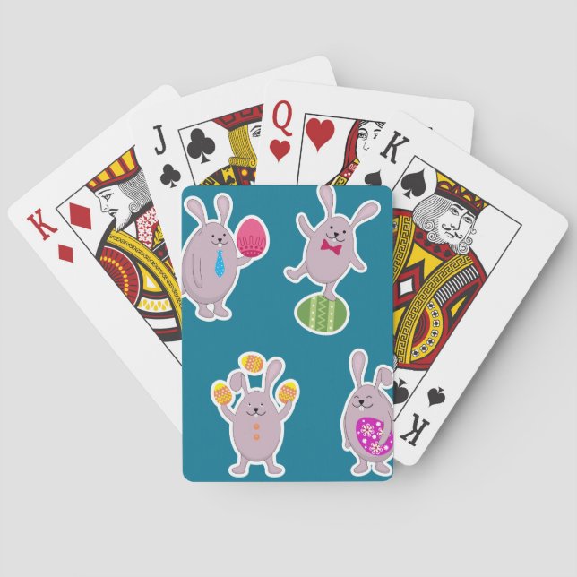 Easter Bunny Set with Colourful Eggs Playing Cards (Back)