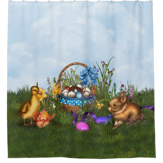 Easter Bunny Shower Curtain (Front)