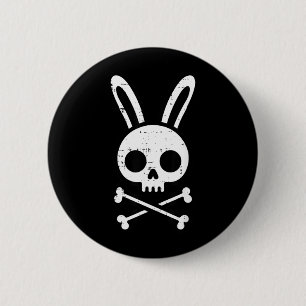 Easter Bunny Skull Cross Bones Rabbit Goth Men 6 Cm Round Badge