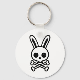 Easter Bunny Skull Cross Bones Rabbit Goth Men Boy Key Ring