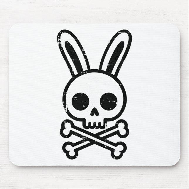 Easter Bunny Skull Cross Bones Rabbit Goth Men Boy Mouse Mat (Front)
