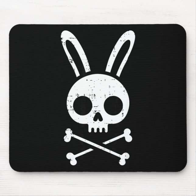 Easter Bunny Skull Cross Bones Rabbit Goth Men Boy Mouse Mat (Front)