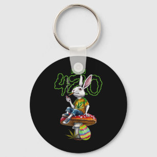 Easter Bunny Smoking Weed Happy Pot Rabbit Key Ring