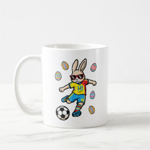 Easter Bunny Soccer Kick Rabbit Football Boys Kids Coffee Mug
