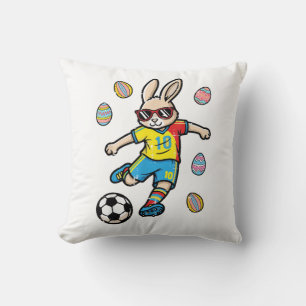 Easter Bunny Soccer Kick Rabbit Football Boys Kids Cushion