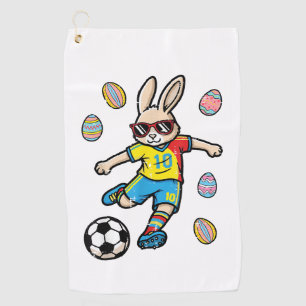 Easter Bunny Soccer Kick Rabbit Football Boys Kids Golf Towel