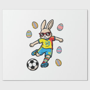 Easter Bunny Soccer Kick Rabbit Football Boys Kids Wrapping Paper