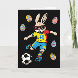 Easter Bunny Soccer Kick Rabbit Footll Boys Kids Y Card